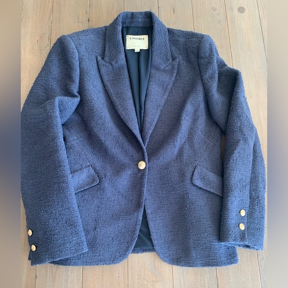 L’Agence Chamberlain blazer in midnight blue tweed - Picture 1 of 9